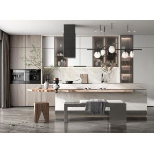 Buy cheap Modern Sintered Stone Kitchen Island with Custom Cabinets from wholesalers