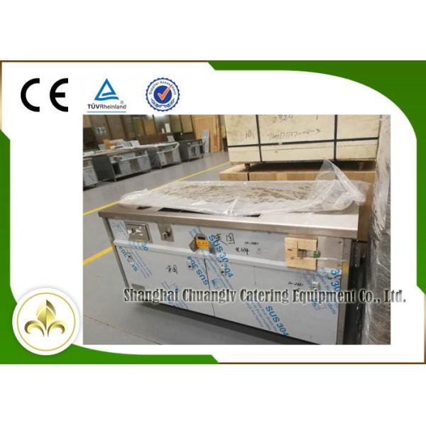 Natural Gas Teppanyaki Grill Table Rectangle Fume Down Exhaust Stainless Steel