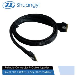 Buy cheap SFF-8654 8i to SFF-8654 8i High-Speed Mini SAS HD Connector Cable, 1.0 m 32AWG 85 Ω Braided Assembly from wholesalers