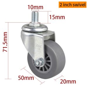 Buy cheap 30kg Threaded TPE Mini Caster Wheels 50mm 2 Swivel Casters from wholesalers