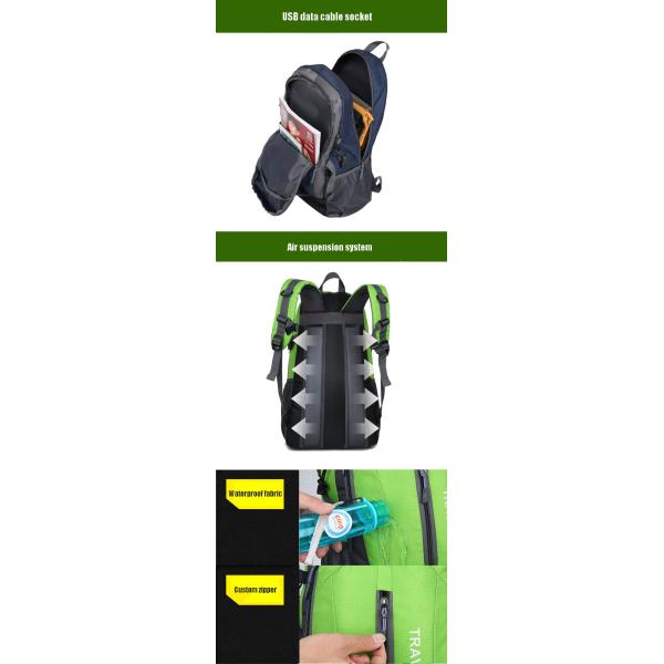 Orange 40L Waterproof Backpack 55cm Camping Travel Backpack With USB Charge Hole