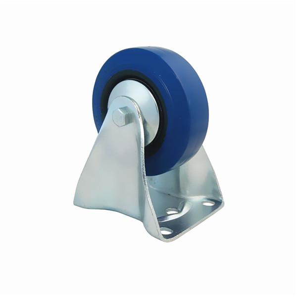 Quality Fixed Castor with 80mm Rubber blue wheel.Rohs for sale