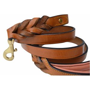 Buy cheap Rust Proof Handmade Dog Leather Leashes , Braided Leather Dog Lead 4