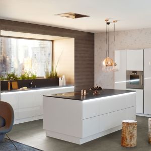 Buy cheap White Parallel Acrylic Kitchen Cabinet With Island High Gloss product