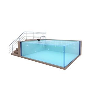 Clear Pool Window Prefabricated Steel Frame Container Pool for Above Ground