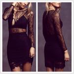 Buy cheap Ladies sexy see through design sexy dress, long sleeve lace dress from wholesalers