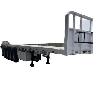 Buy cheap CIMC 5 axles 40ft extendable stretch rope euphores and hooks help fasten cargo Flatbed deck truck tractor Semi-Trailer from wholesalers