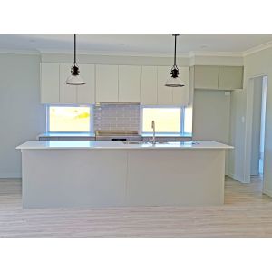 China Modern Small  Kitchen Cabinet Design Melamine Kitchen Cabinet With Island on sale