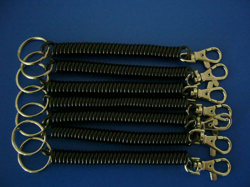 Quality Solid Black Plastic Spring Key Chain Strap Hot Sales for Attaching Bags Wallets ID Products for sale