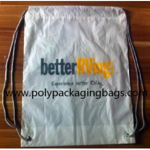 0.07mm White Frosted CPE Drawstring Back Pack For Fitness Convenient Storage Bag