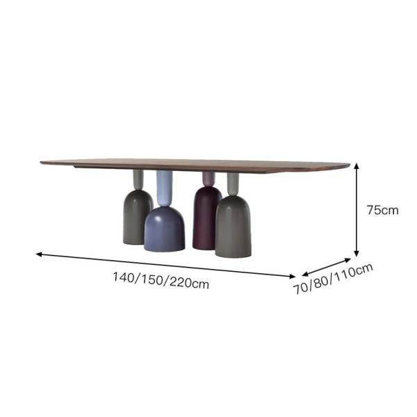 Buy cheap Customized Walnut Color Metal Base Dining Table Rectangular Shape from wholesalers