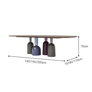Buy cheap Customized Walnut Color Metal Base Dining Table Rectangular Shape from wholesalers
