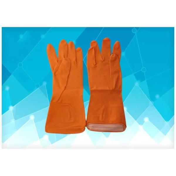 Buy cheap Disposable Medical Gloves Orange Color Latex Exam Gloves , Dip Flock - Lined Style Non Powdered Gloves from wholesalers