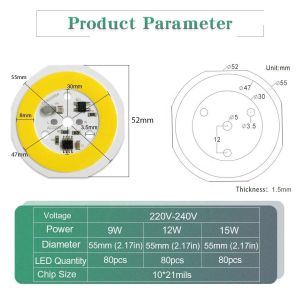 15w 220v Ac Cob Led Raw Material Driverless Led Chip For E27 A60 A70 A80