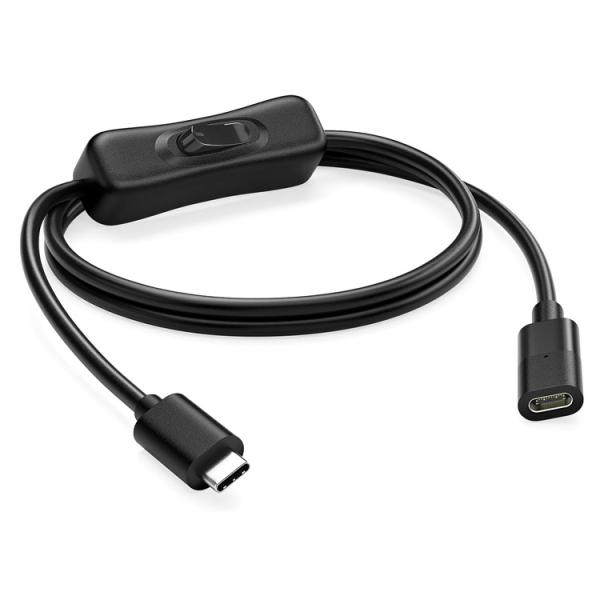 Quality Male to Female USB Type C to C Switch on off Data Charging Extension Cable for Raspberry Pi LED Lamp Phone for sale