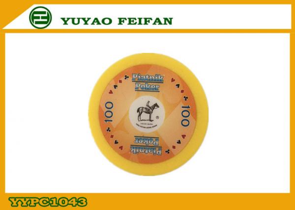 Quality Deluxe Yellow Color Custom Paulson Poker Chips 4G With Horse sticker for sale