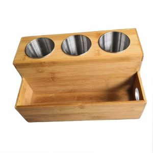 Buy cheap Countertop Bamboo Bathroom Storage Rack Hair Dryer And Straightener Holder from wholesalers