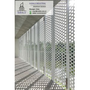 China Customized Aluminum Perforated Veneer Panel Metal Pallery Decoration Screen on sale