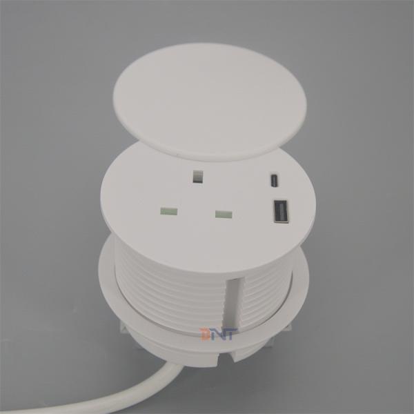 Buy cheap Safety Guarantee 4.92 Ft Extension Cord 1 AC Outlet Port and 2 USB Ports White For Table Desk Hole Round from wholesalers