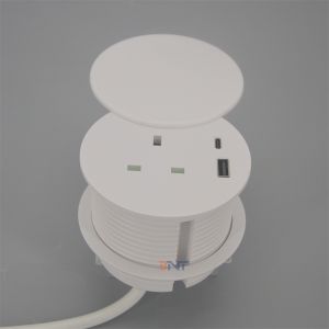 Buy cheap Safety Guarantee 4.92 Ft Extension Cord 1 AC Outlet Port and 2 USB Ports White For Table Desk Hole Round from wholesalers