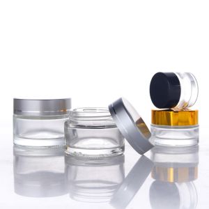 Buy cheap 5g 10g 15g 30g 50g 100g Food Grade Round Glass Jar with Gold or Silver Lids from Screen Printing from wholesalers
