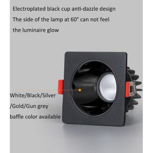 Black Square Recessed Led Downlights 12w Multifunction With Removable Cob