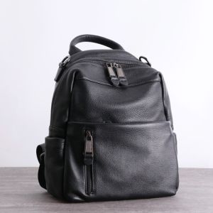 Buy cheap BSCI Womens Waterproof Backpacks 27cm 32cm Black Soft Leather Backpack from wholesalers
