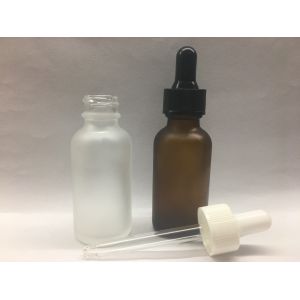 Round 30ml 60ml Glass Dropper Bottles Neck Size 20mm Amber Color