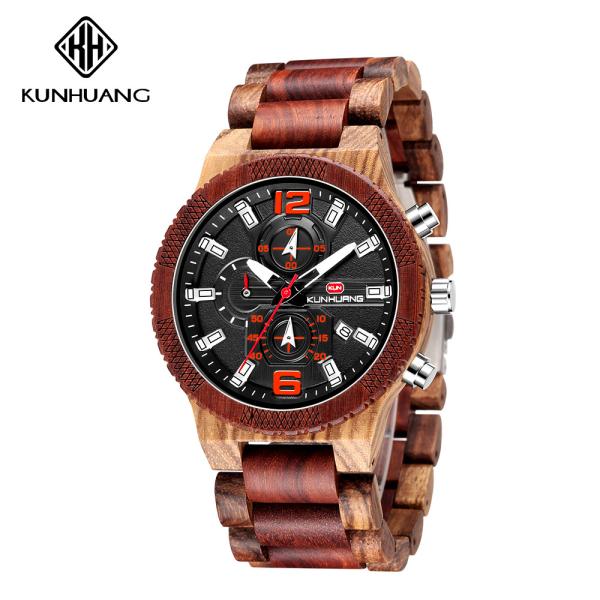 Quality Man Black Dial Wooden Quartz Watch Business Wristwatch Water Proof 1019-2 for sale