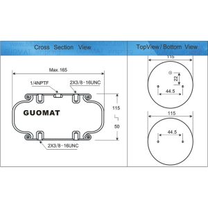 1/4NPTF Offset 22mm One Convoluted Air Ride Air Spring Assembly 7731 Firestone