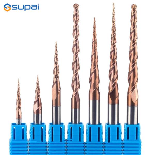 4 Flutes 3/8" TiN Coated Tapered End Mills
