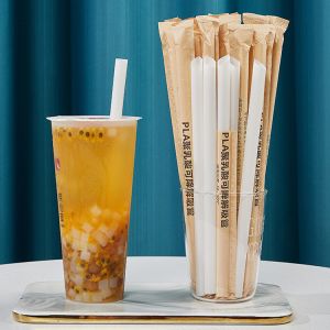 Cornstarch Biodegradable PLA Straws Individually Packaged