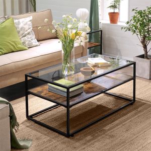 Buy cheap Industrial Coffee Table, Glass Top Coffee Table, Living Room Coffee Table, Rustic Coffee Table, LCT30BX from wholesalers