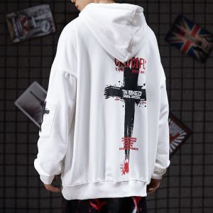 Buy cheap Abstinence BF Lazy Men Cool Hoodies Cross Print Sweatshirt from wholesalers