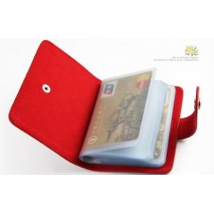 Red Lattice Patent Leather Woman Credit Card Holders Wallets