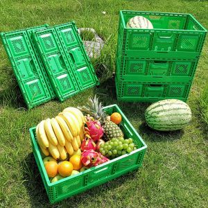 600*400*220mm Foldable Mesh Plastic Crate for Agriculture Milk Fruits and