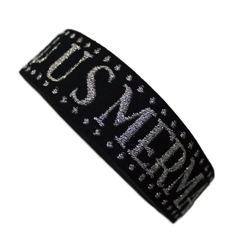 Glitter Jacquard Elastic Band For Women Hair Band Lurex Soft Shiny Custom Logo