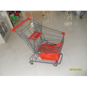 Buy cheap 80L Supermarket Shopping Trolley With Grey Powder Coating And Shopping Basket from wholesalers