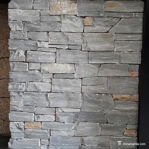 Buy cheap Marble Natural Stone Black Slate Meshed Back Wallstone Weathering Resistance from wholesalers
