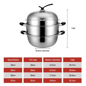 Amazon Hot Selling Silver 2 Layer Cooking Steamer Stainless Steel Steamer Pot