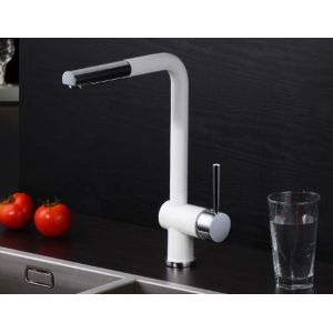 White Pull Out Rotatable Kitchen Scandinavian Copper Sink Faucet
