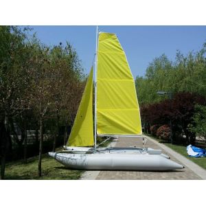 Buy cheap Yellow PVC  Inflatable Sailing Boat 4.5m T6 Aluminum Mast With Two Sails from wholesalers