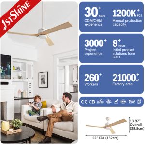 Buy cheap Solid Wood Ceiling Fan 52 Inch with 3 Blades and DC Motor Featuring 6 Speed Remote Control for Residential and Commercial Spaces from wholesalers