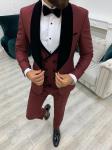 Buy cheap Lazio Burgundy Mens Tuxedo Suit Slim Fit Velvet Shawl Lapel Tuxedo from wholesalers