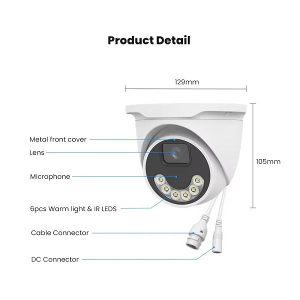 Indoor 4MP IP CCTV Network Camera AI Human Motion Dual Light Night Vision Security Camera Home IP POE CCTV Dome Camera