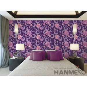 Buy cheap Purple Floral Pattern 3D Home Wallpaper , PVC 1.06M 3D Wallpaper For Room Wall from wholesalers