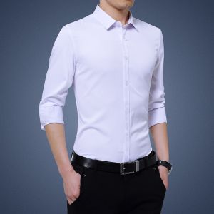 Buy cheap Turn-down Collar Plus Size Men's T-shirts Solid Color Long Sleeve Dress Shirts For Men from wholesalers