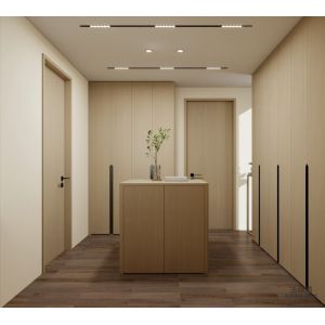 Buy cheap Stainless Steel Fadior Light Wood Grain Walk-in Closet With Functional Island And L Shaped design from wholesalers