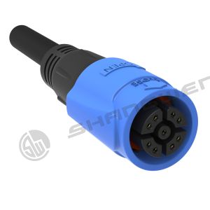 Buy cheap M19 Series Push-pull Self-locking Blue Connection Industrial 9 Pin Cross Female Male Plug signal Connector from wholesalers