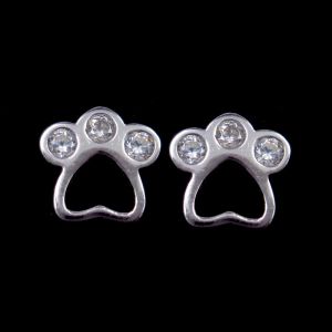 Buy cheap Foot Print Cat Dog Cute Feet Silver Cubic Zirconia Earrings With Cz Stone from wholesalers